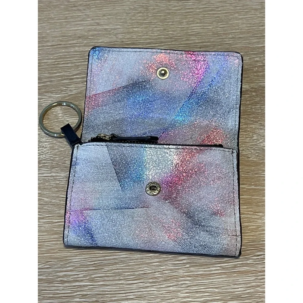Aimee Kestenberg Iridescent Glitter Card Case Wallet w/ Key‎ Ring ID Window I08